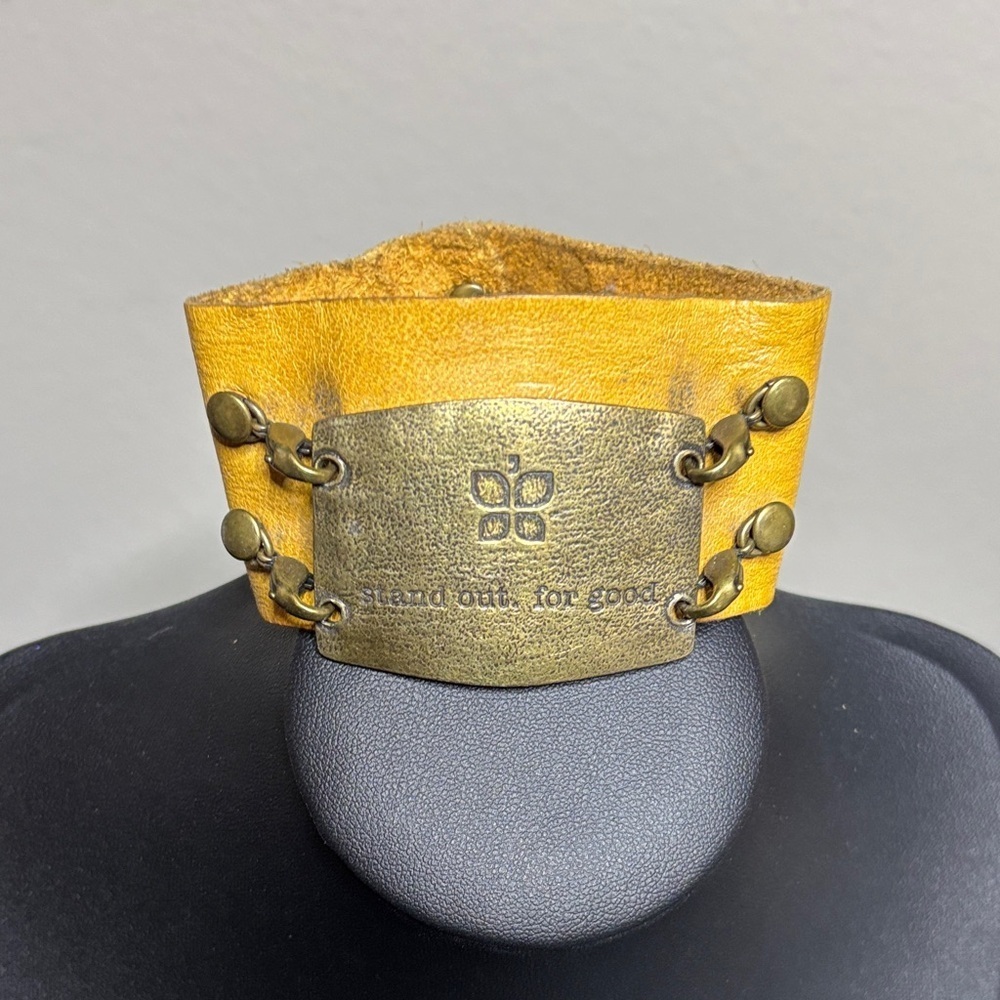Lenny and Eva Yellow Leather Stand Out for Good Saying Boho Bracelet Festival